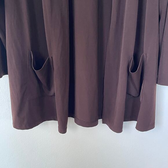 Susan Graver Liquid Knit Size XL Brown open cardigan - Picture 4 of 9